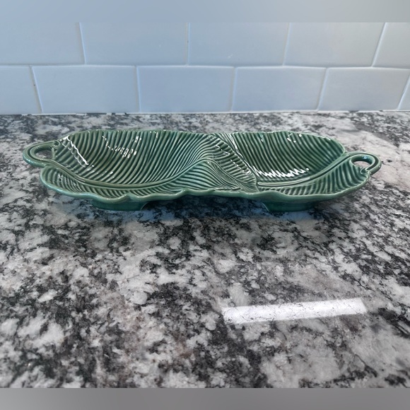 Williams Sonoma Banana Leaf Double Serve RARE Tray Dip NWT Bordallo Pinheiro - Picture 4 of 10